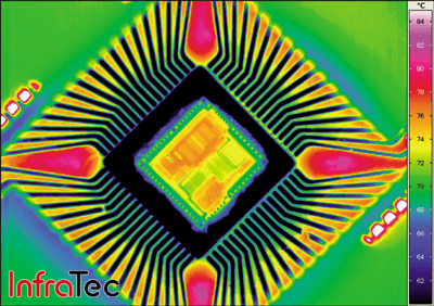 InfraTec ImageIR Analysis of heat dissipation for a microchip.